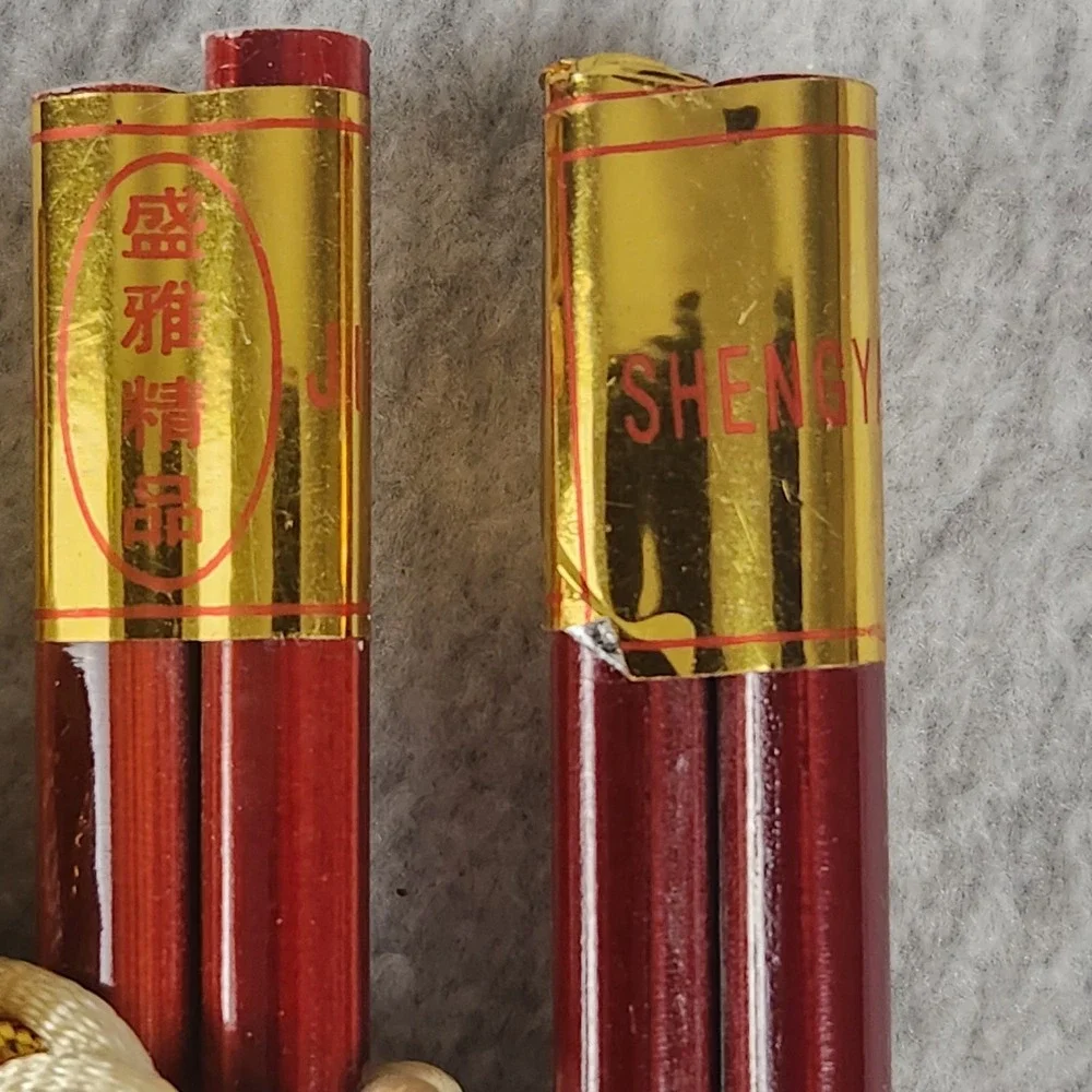 Vintage Chinese‎ Chopstick Set – 6 Pairs + 6 Silk Placemats in Wrap Pouch